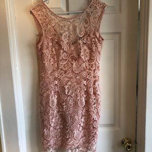 Pink lace special occasion dress from Francescas.
